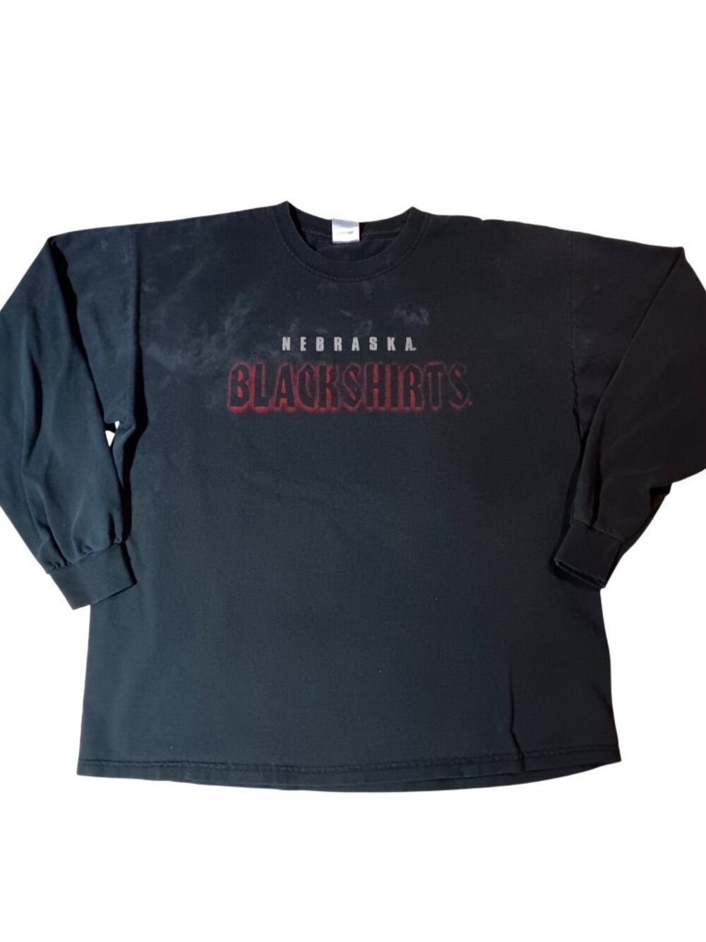 Vintage XL T-shirt Big Red Nebraska Huskers Football Blackshirts LS Fade Gildan
